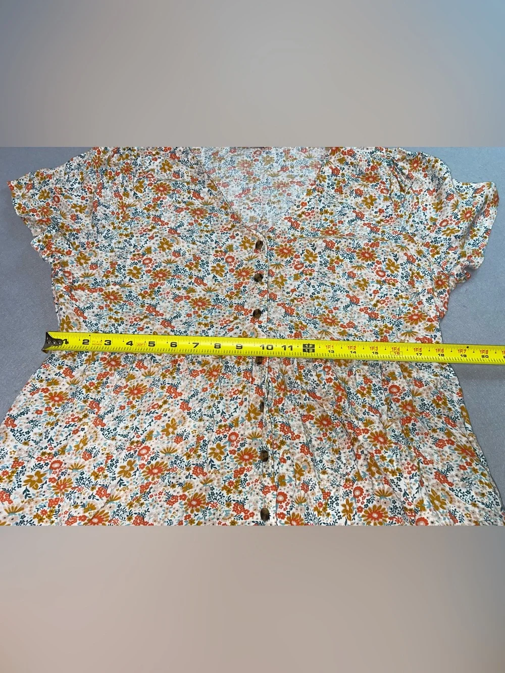 Sonoma Goods For Life Women’s Floral Midi Dress V-Neck Button Front Pockets L